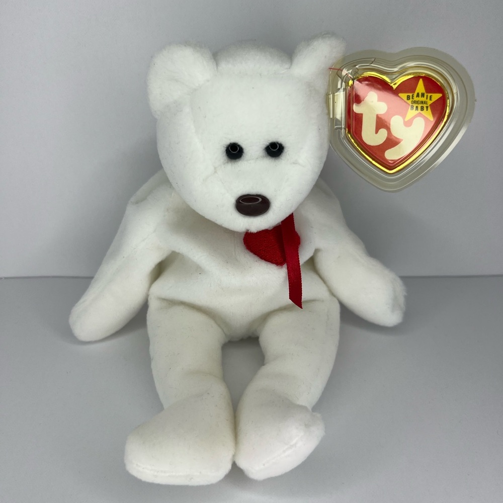 Ty White and Red Stuffed Animal Teddy Bear